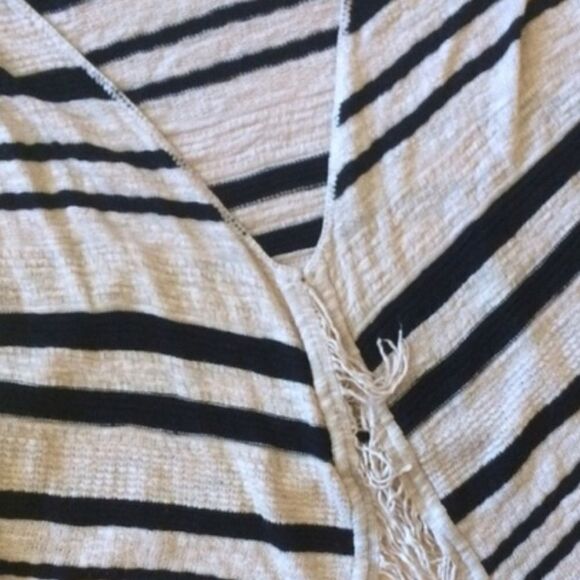 Maurices Knit Open Black Tan Stripe Cardigan Vest - Picture 6 of 10